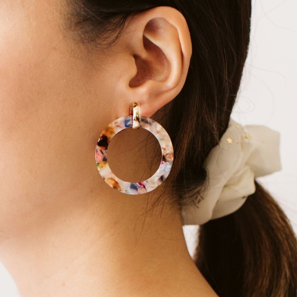 LAST PAIR | Angela Multi-Color Acetate Earrings - Picture 2 of 4